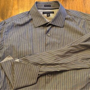 Light Blue Dress Shirt with Pinstripe Pattern and Slim Fit